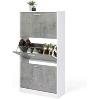 Schuhmöbel 18 Paar klark weiß 3 Türen in Betonoptik Schuhmöbel 18 Paar klark weiß 3 Türen in Betonoptik von IDMARKET