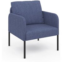 Idmarket - Sessel auguste Stoff blau Füße Metall schwarz von IDMARKET