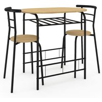 Set Tisch LYNETH 2 Personen + 2 Stühle aus Holz und Metall schwarz von IDMARKET