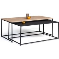 Set aus 2 Auszieh-Couchtischen DENTON 100/113 Metall schwarz und Holz Industriedesign von IDMARKET