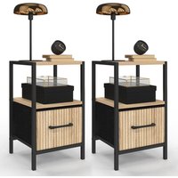 Set aus 2 Nachttischen UTAH 1 Schublade und 1 Nische Latteneffekt Set aus 2 Nachttischen UTAH 1 Schublade und 1 Nische Latteneffekt von IDMARKET