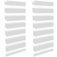 Idmarket - Set aus 2 Rollos mit Zebramuster Tag und Nacht B.45 x h. max. 170 cm weiß von IDMARKET