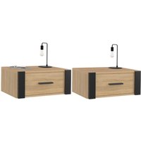Idmarket - Set aus 2 Wand-Nachttischen onyx 1 Schublade Hängeregal aus Holz und Schwarz von IDMARKET