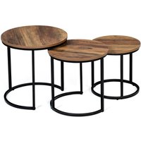Set aus 3 runden hawkins Couchtischen 30/40/45 aus dunklem Holz im Industriedesign Set aus 3 runden hawkins Couchtischen 30/40/45 aus dunklem Holz im Industriedesign von IDMARKET