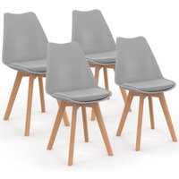 Set aus 4 skandinavischen Esszimmerstühlen SARA hellgrau von IDMARKET