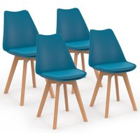 Set aus 4 skandinavischen Esszimmerstühlen sara in Entenblau von IDMARKET