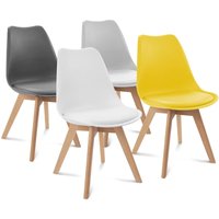 Set aus 4 skandinavischen Stühlen sara mix color dunkelgrau, hellgrau, weiß und gelb von IDMARKET