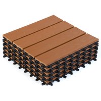 Idmarket - Set aus 5 Terrassenfliesen wodhy mit Klicksystem aus Holzverbundstoff mit Teak-Effekt von IDMARKET