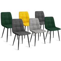 Set aus 6 Stühlen mila in Velours mix color grün x2, dunkelgrau x2, hellgrau, gelb von IDMARKET
