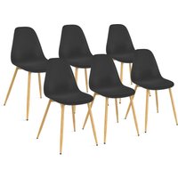 Set aus 6 skandinavischen DANI Esszimmerstühlen in Schwarz von IDMARKET