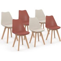 Idmarket - Set aus 6 skandinavischen Stühlen sara mix color terracotta x3 und beige x3 Idmarket - Set aus 6 skandinavischen Stühlen sara mix color terracotta x3 und beige x3 von IDMARKET