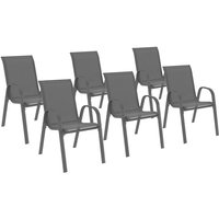Set aus 6 stapelbaren Gartenstühlen LYMA aus Metall und Textilene in Anthrazitgrau von IDMARKET