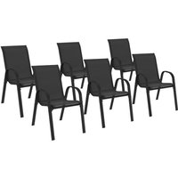 Set aus 6 stapelbaren Gartenstühlen lyma aus Metall und Textilene in Schwarz von IDMARKET