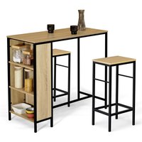 Set aus Bartisch DETROIT und 2 Hockern im Industriedesign Set aus Bartisch DETROIT und 2 Hockern im Industriedesign von IDMARKET