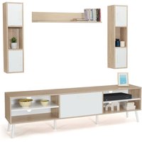 Set aus TV-Möbel 180 cm und Regalen HOUSTON aus Holz und Weiß Set aus TV-Möbel 180 cm und Regalen HOUSTON aus Holz und Weiß von IDMARKET