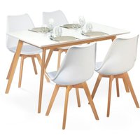Set ausziehbarer Esstisch INGA 120-160 cm und 4 Stühle SARA weiß skandinavisches Design von IDMARKET