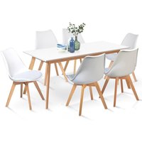 Set ausziehbarer Esstisch inga 160-200 cm und 6 Stühle sara weiß skandinavisches Design von IDMARKET