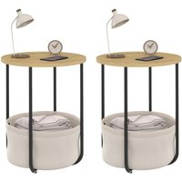 Set von 2 Nachttische, Beistelltische, Sofa-Ende DETROIT runden mit Stoffkorb Industriedesign von IDMARKET