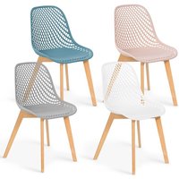 Set von 4 Stühlen mandy mix color pastell rosa, weiß, hellgrau und blau von IDMARKET
