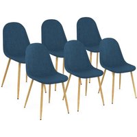 Set von 6 skandinavischen Stühlen daphne in entenblauem Stoff für Esszimmer von IDMARKET