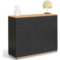 Sideboard 100 cm vito 3 Türen und 1 Schublade schwarz und Holzplatte von IDMARKET