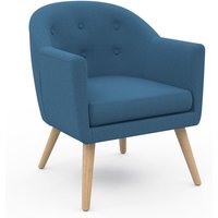 Idmarket - Skandinavischer Sessel olan Cabriolet mit blauem Stoffbezug von IDMARKET