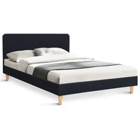 Skandinavisches Doppelbett balta mit Kopfteil und Lattenrost 160 x 200 cm schwarzer Stoff Skandinavisches Doppelbett balta mit Kopfteil und Lattenrost 160 x 200 cm schwarzer Stoff von IDMARKET