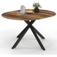 Table à manger extensible ronde ALIX 6-8 personnes pied araignée bois foncé effet vieilli et noir HAWKINS 110-150 cm Table à manger extensible ronde ALIX 6-8 personnes pied araignée bois foncé effet vieilli et noir HAWKINS 110-150 cm von IDMARKET