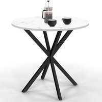 Table à manger ronde ALIX 2-4 personnes pied araignée bois effet marbre blanc ALASKA et noir 80 cm Table à manger ronde ALIX 2-4 personnes pied araignée bois effet marbre blanc ALASKA et noir 80 cm von IDMARKET