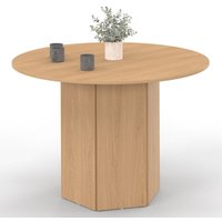 Table à manger ronde BERTHE pied hexagonal bois effet hêtre 110 cm von IDMARKET