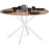 Runder Esstisch alix 6 Personen Spinnenfuß Holz und Weiß 110 cm von IDMARKET