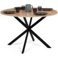 Runder Esstisch alix 6 Personen Spinnenfuß Holz und Schwarz 110 cm von IDMARKET