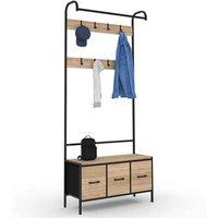 Utah Eingangsgarderobe mit Bank und 3 Schubladen aus Stoff im Industriedesign Utah Eingangsgarderobe mit Bank und 3 Schubladen aus Stoff im Industriedesign von IDMARKET