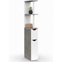WC-Möbel Regal WILLY Holz platzsparend für Toilette 2 Türen weiß und Beton von IDMARKET
