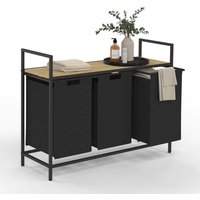 Wäschekorb 3 Behälter DETROIT Stoff schwarz Industriedesign von IDMARKET