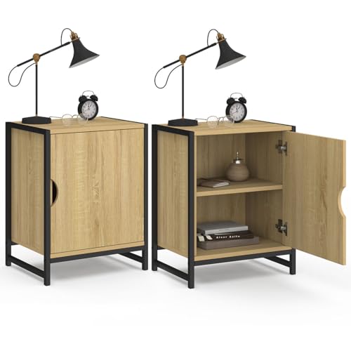 IDMarket - 2 Nachttische Detroit 1 Tür, industrielles Design von IDMarket