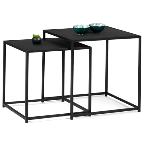 IDMarket - Set mit 2 Couchtischen Davis 40/45 aus Metall, Schwarz, matt, Industriedesign IDMarket - Set mit 2 Couchtischen Davis 40/45 aus Metall, Schwarz, matt, Industriedesign von IDMarket