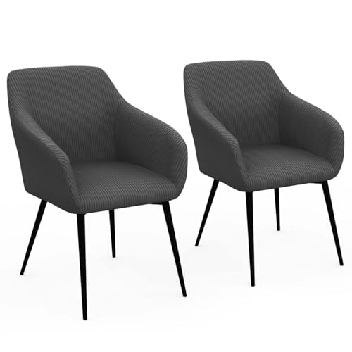 IDMarket - 2er Set Esszimmerstühle Esszimmerstuhl Jany aus Cord Grau von IDMarket