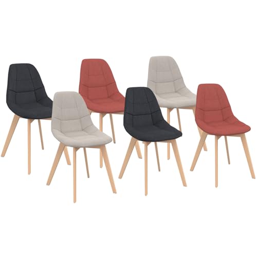 IDMarket 6 skandinavische Stühle Gaby Mix Color Dunkelgrau x2, Terrakotta x 2, Beige x 2 für Esszimmer von IDMarket