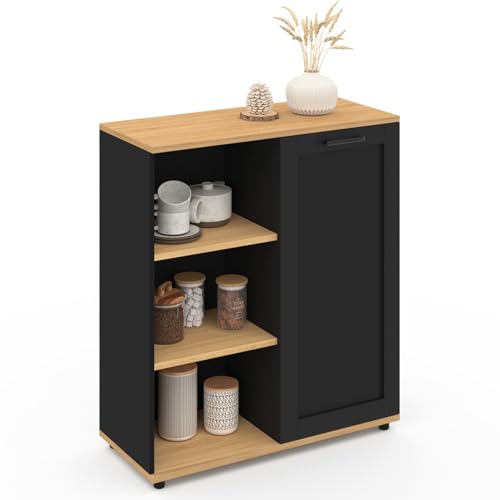 IDMarket - Anrichte 70 cm Vito, 3 Einlegeböden, schwarzer Schrank und Holzplatte IDMarket - Anrichte 70 cm Vito, 3 Einlegeböden, schwarzer Schrank und Holzplatte von IDMarket
