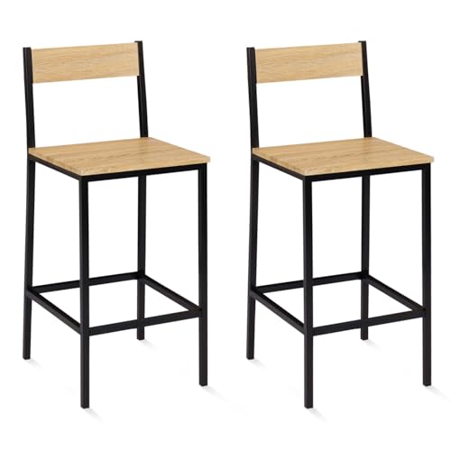 IDMarket - Barhocker Detroit mit Rückenlehne, Küchenstuhl, Industrie-Design, 2 Stück von IDMarket