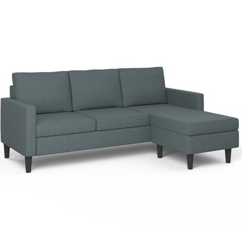 IDMarket - Ecksofa Marius, 3-Sitzer, 200 cm, wendbar, Grau / Anthrazit von IDMarket