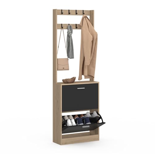 IDMarket - Eingangsgarderobe KLARK Schuhschrank 2 Türen Holzoptik und Schwarz IDMarket - Eingangsgarderobe KLARK Schuhschrank 2 Türen Holzoptik und Schwarz von IDMarket