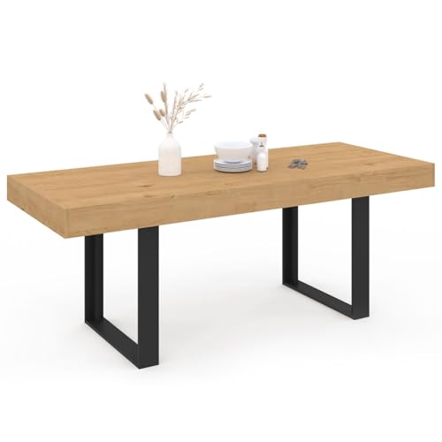 IDMarket - Esstisch, ausziehbar, rechteckig, Oregon, mit Aufbewahrung, 4-8 Personen, Eichenoptik und Schwarz, 160-200 cm IDMarket - Esstisch, ausziehbar, rechteckig, Oregon, mit Aufbewahrung, 4-8 Personen, Eichenoptik und Schwarz, 160-200 cm von IDMarket
