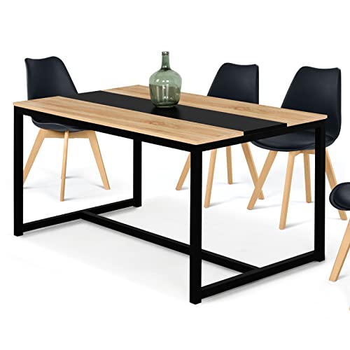 IDMarket - Esstisch Dover für 4 Personen, zentrales Band, schwarz, industrielles Design, 120 cm von IDMarket