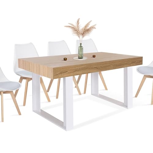 IDMarket - Esstisch Phoenix für 6 Personen, Holz und Weiß, 160 cm von IDMarket