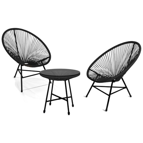 IDMarket - Gartenmöbel-Set Izmir Tisch und 2 Sessel, Ei, Schwarz IDMarket - Gartenmöbel-Set Izmir Tisch und 2 Sessel, Ei, Schwarz von IDMarket