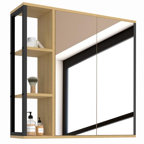 IDMarket - Hängeschrank mit Spiegel und Regalen für Badezimmer DETROIT Industriedesign IDMarket - Hängeschrank mit Spiegel und Regalen für Badezimmer DETROIT Industriedesign von IDMarket