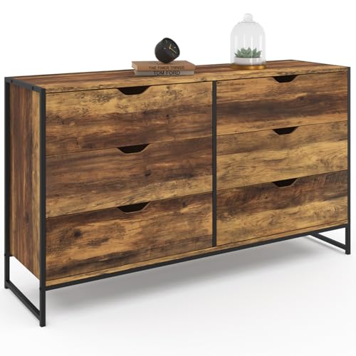 IDMarket - Kommode mit 6 Schubladen Hawkins XXL 140 cm Industriedesign von IDMarket