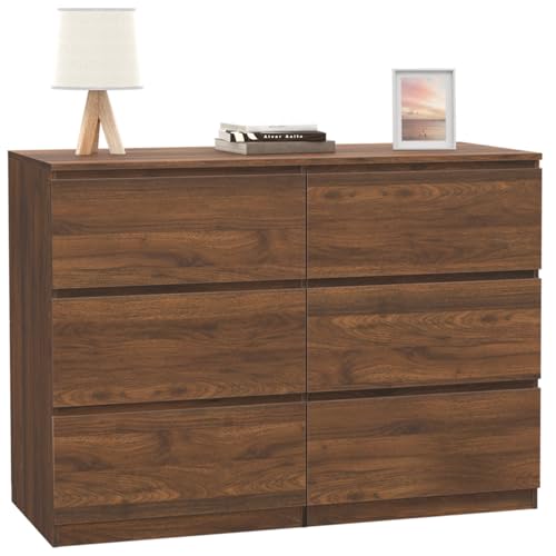 IDMarket - Kommode mit 6 Schubladen TOMI 110 cm Walnuss-Effekt von IDMarket